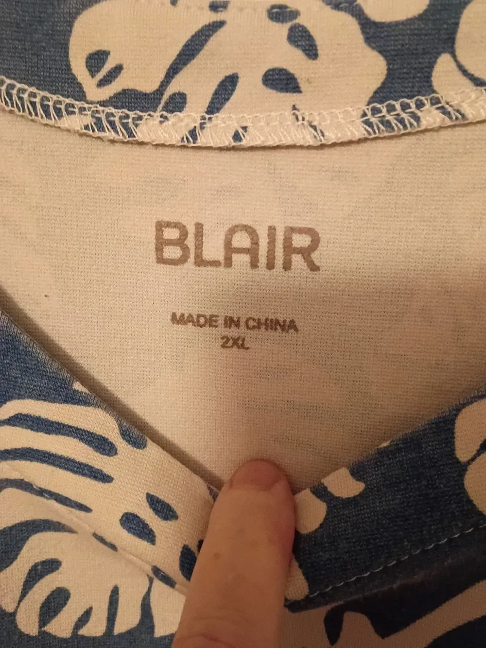 Blair Blue and White Tropical Leaf Midi Dress